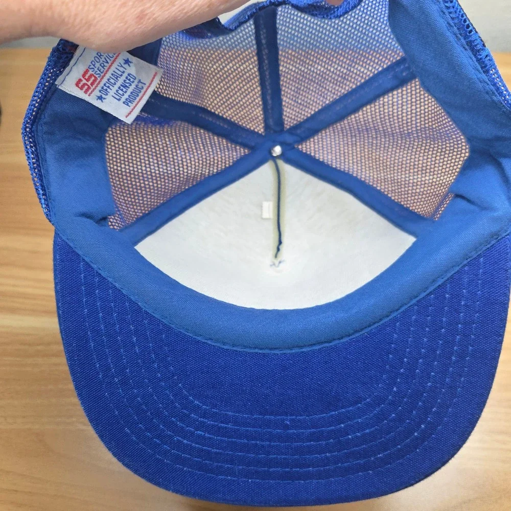 Vintage NHRA Drag Racing Cap Trucker Hat Blue Mesh Snapback Top Eliminator